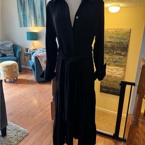 Tahari Black Long Sleeve Linen Dress- S